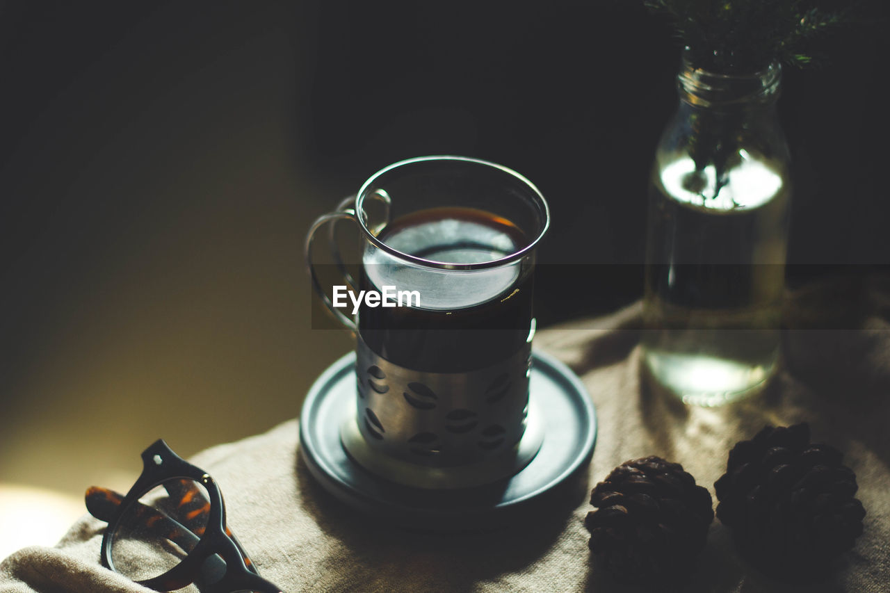 Close-up of drink in glass on table