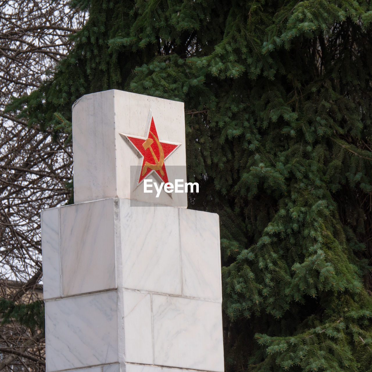 Red soviet star on memorial