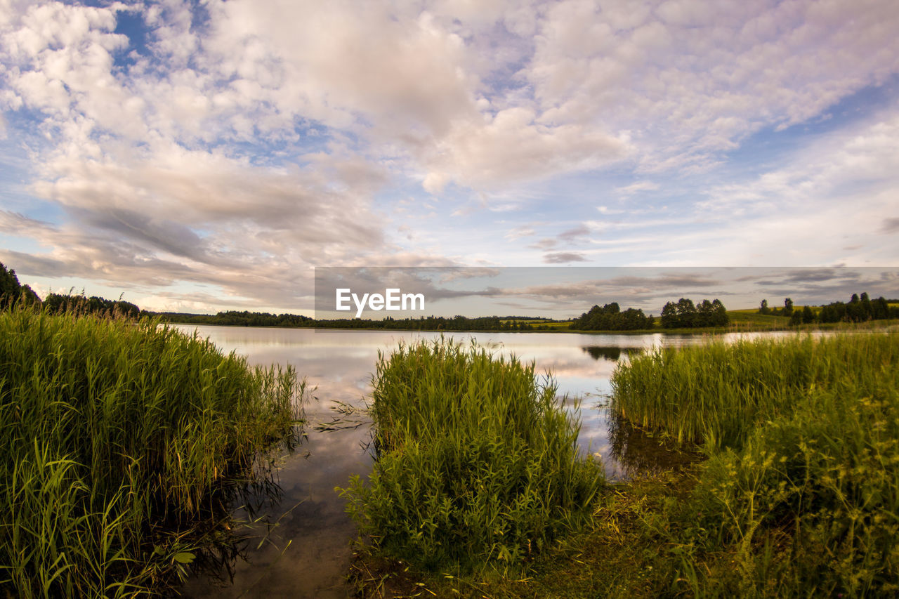 Scenic view of lake against sky