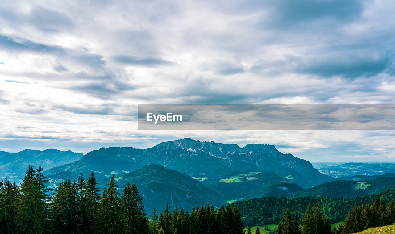 Panoramic view of the mountains in berchtesgadener land in bavaria, germany.