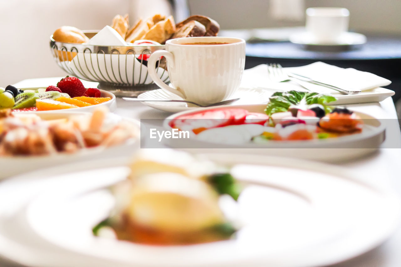 close-up of food served in plate on table