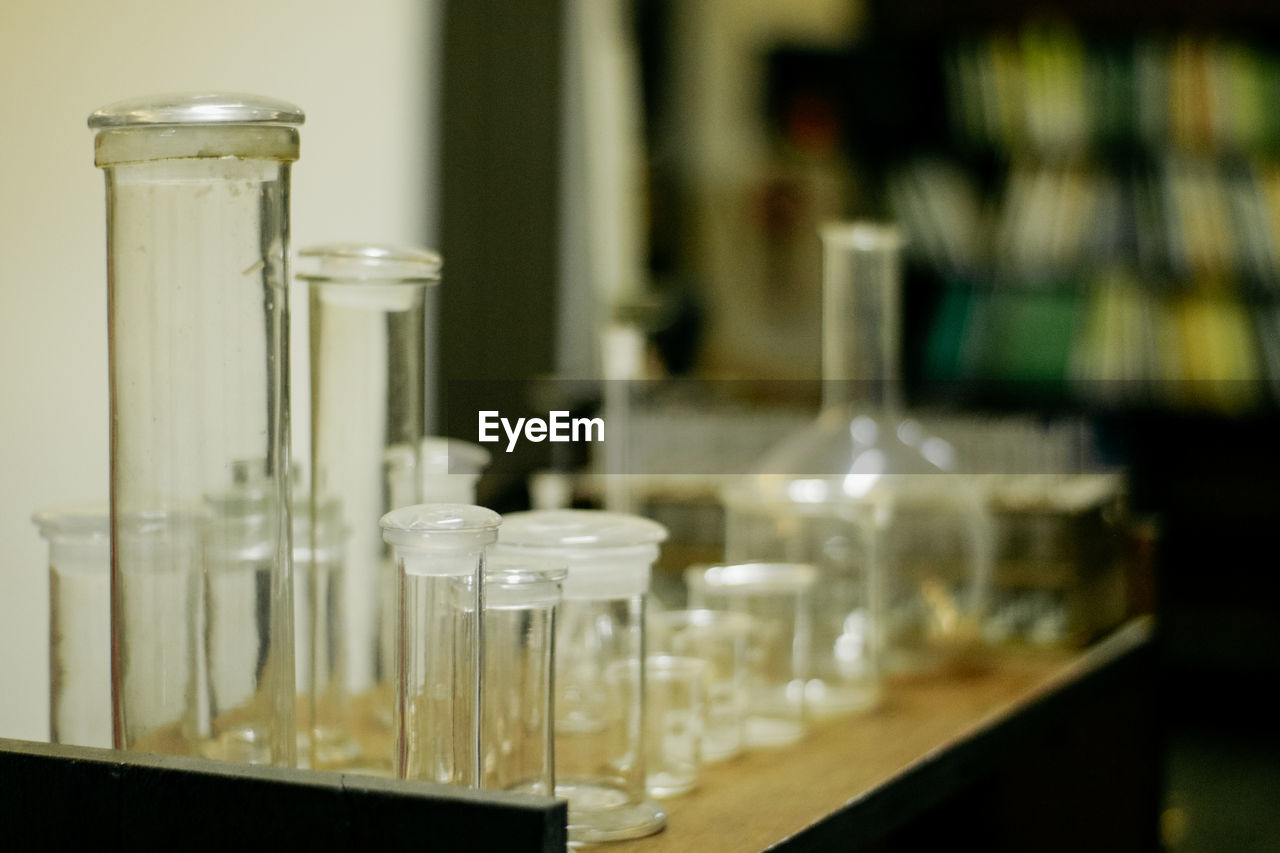 Close-up of glass jar on table