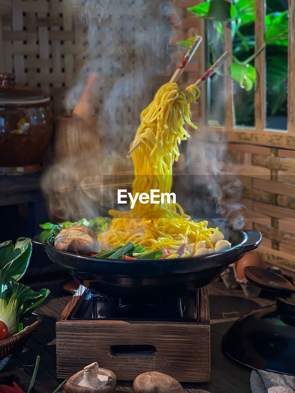 CLOSE-UP OF FOOD ON TABLE AT HOME