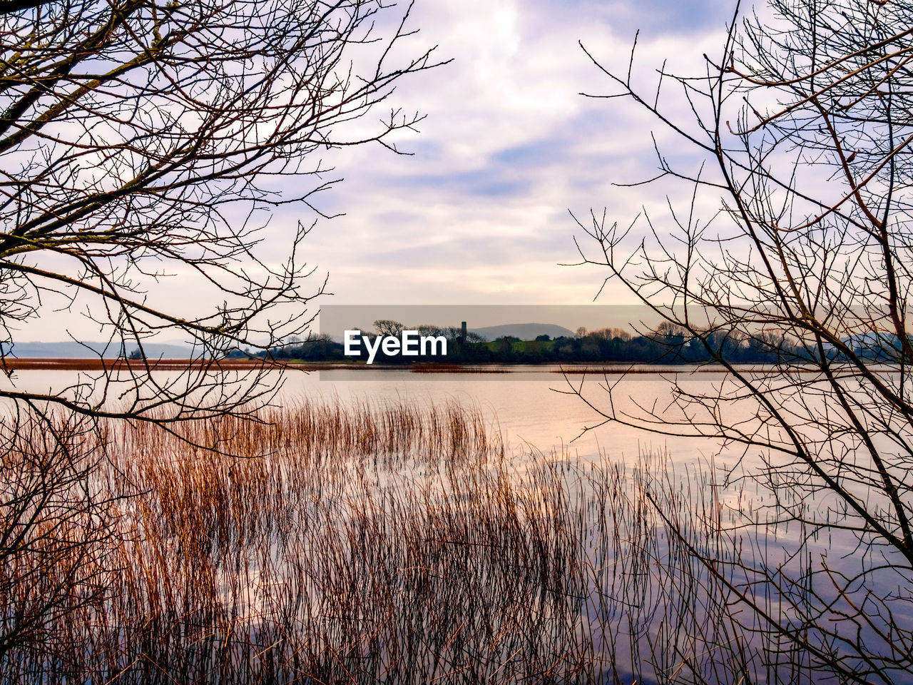 Scenic view of lake against sky