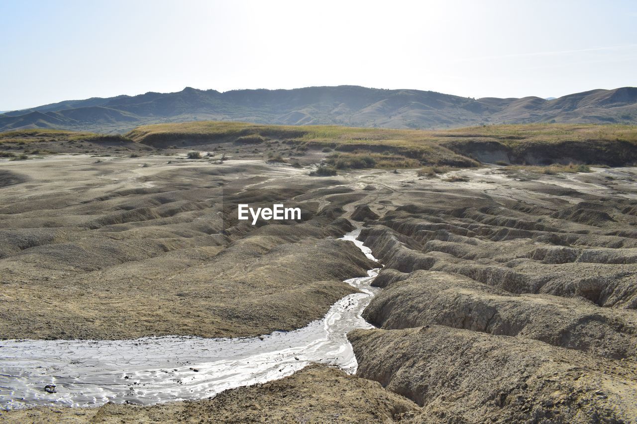 Scenic view of mountains against clear sky