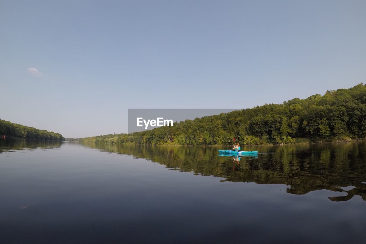 SCENIC VIEW OF LAKE AGAINST CLEAR SKY