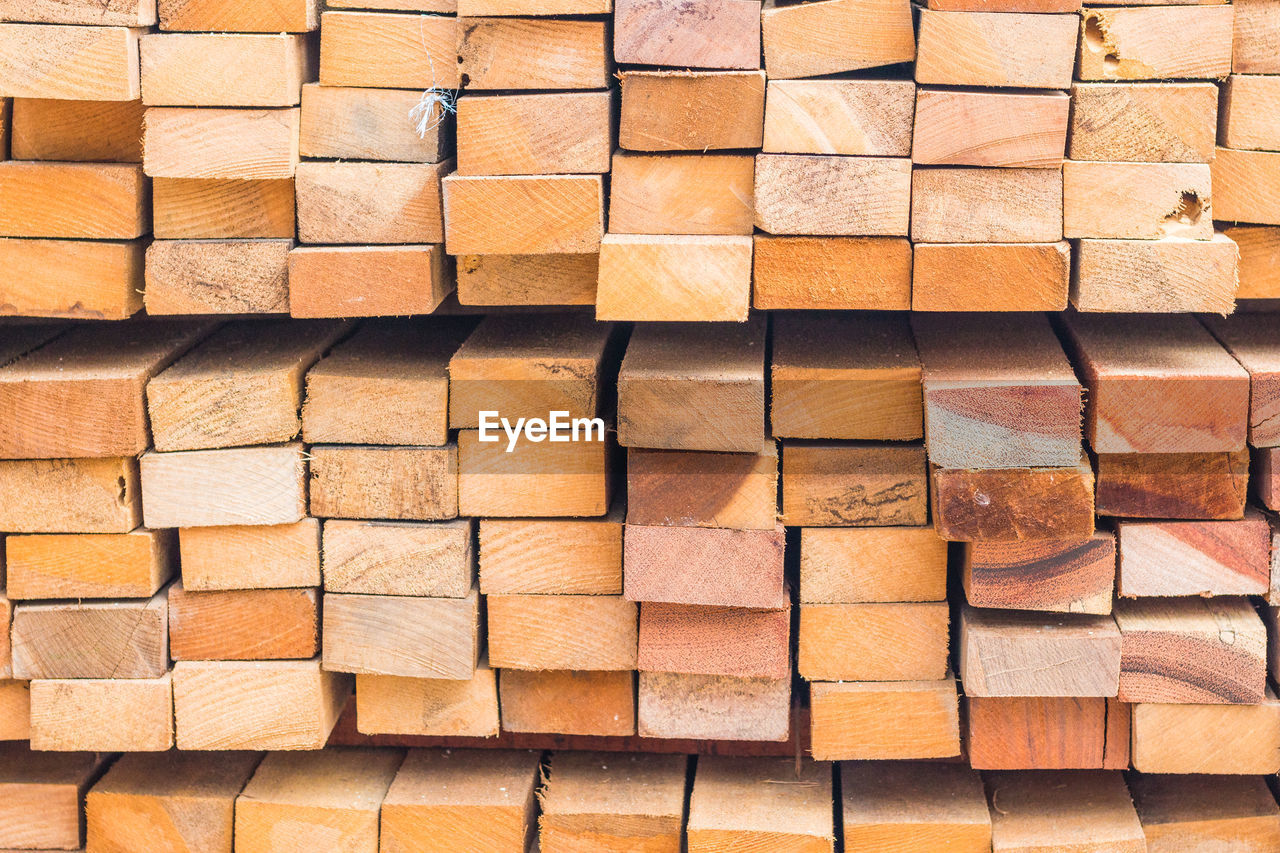 Full frame shot of stacked planks