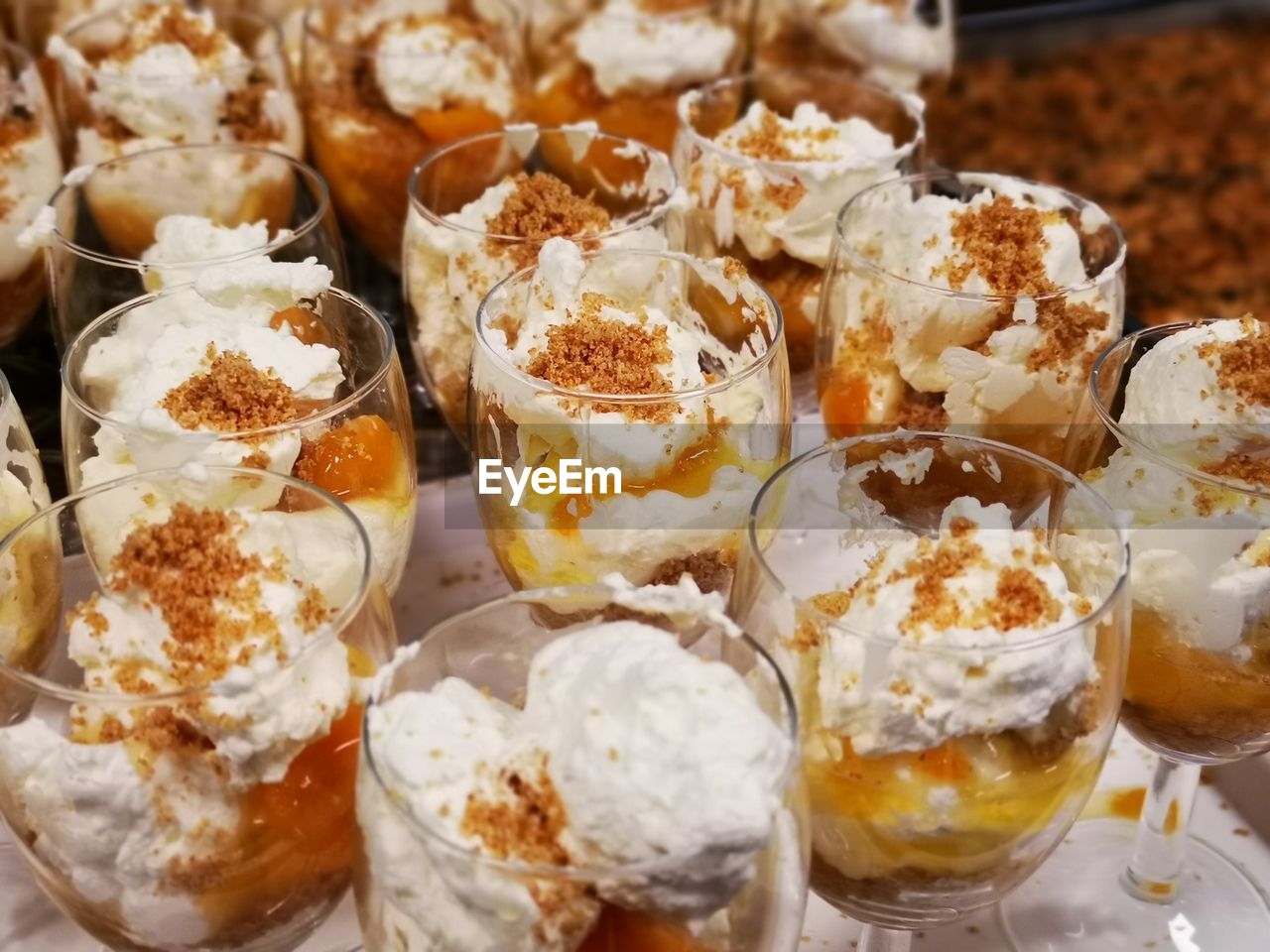 High angle view of ice cream in glass