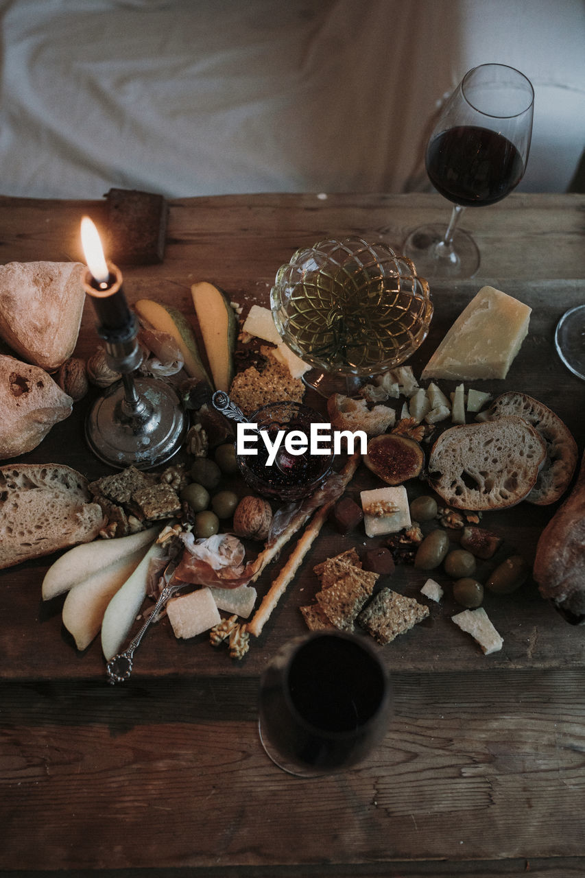 Cheese board on table