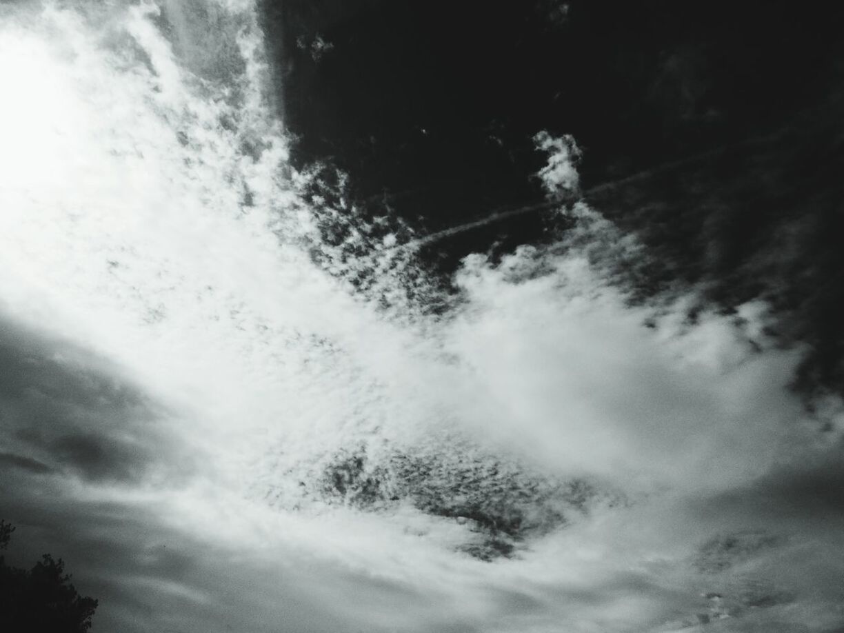 Low angle view of cloudy sky at dusk