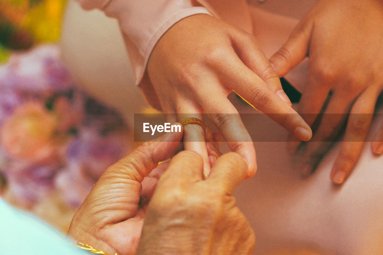 Close-up of couple during wedding