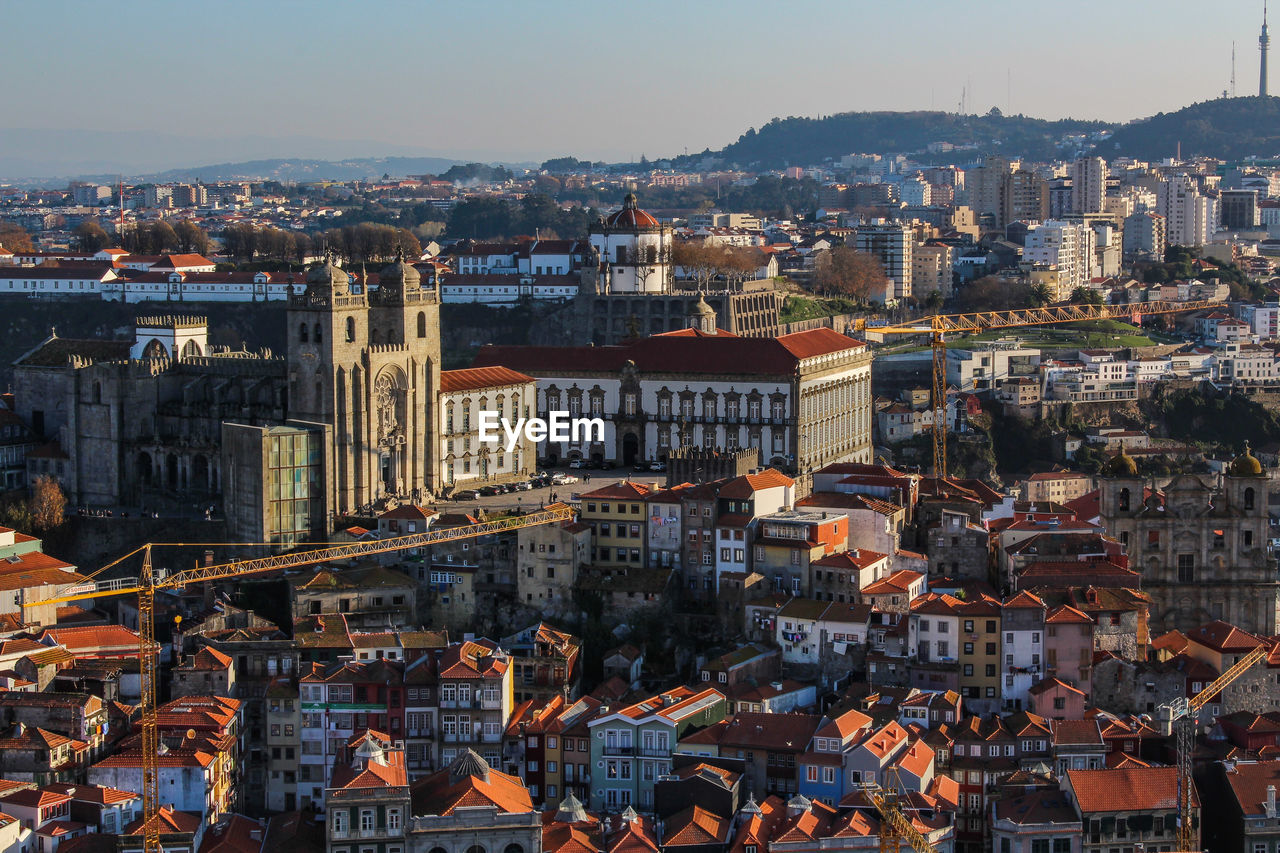 High angle view of cityscape against sky