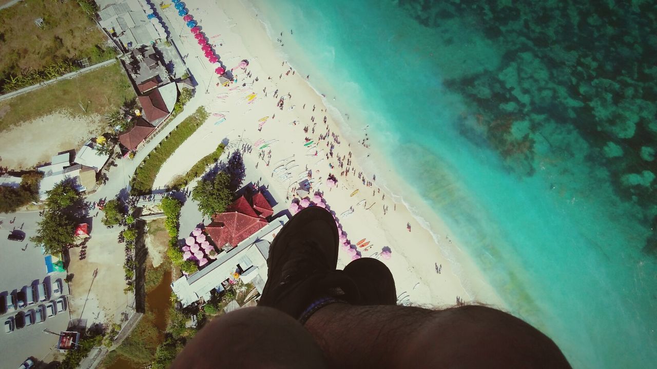 High angle view of people on beach