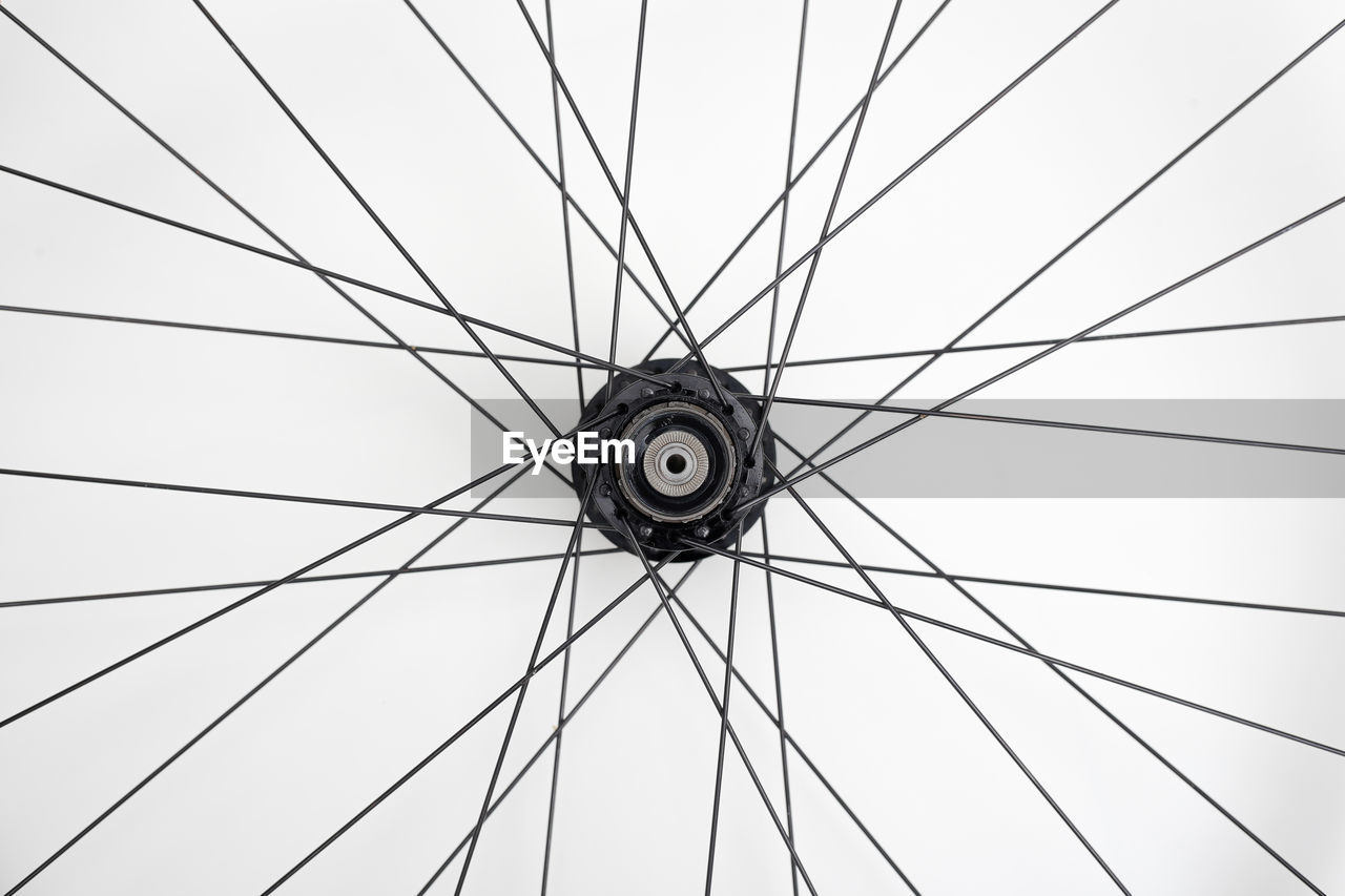 Close up of bicycle hub and spokes