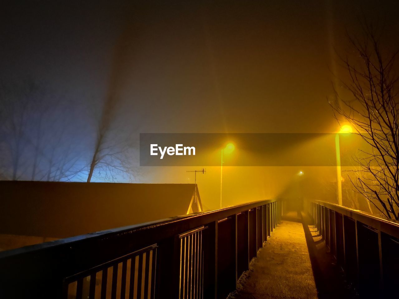 Footbridge in fog