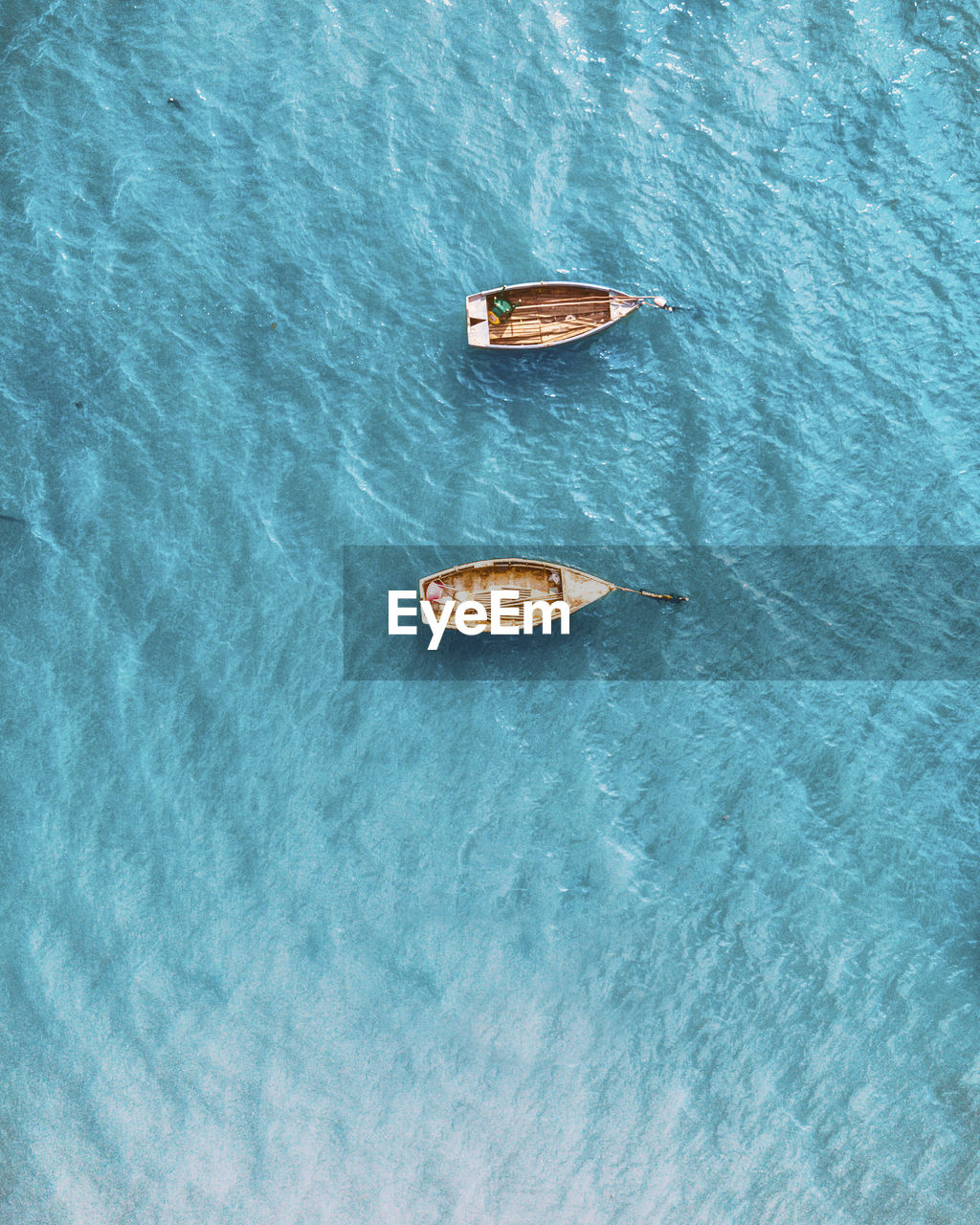 High angle view of empty boat floating on sea