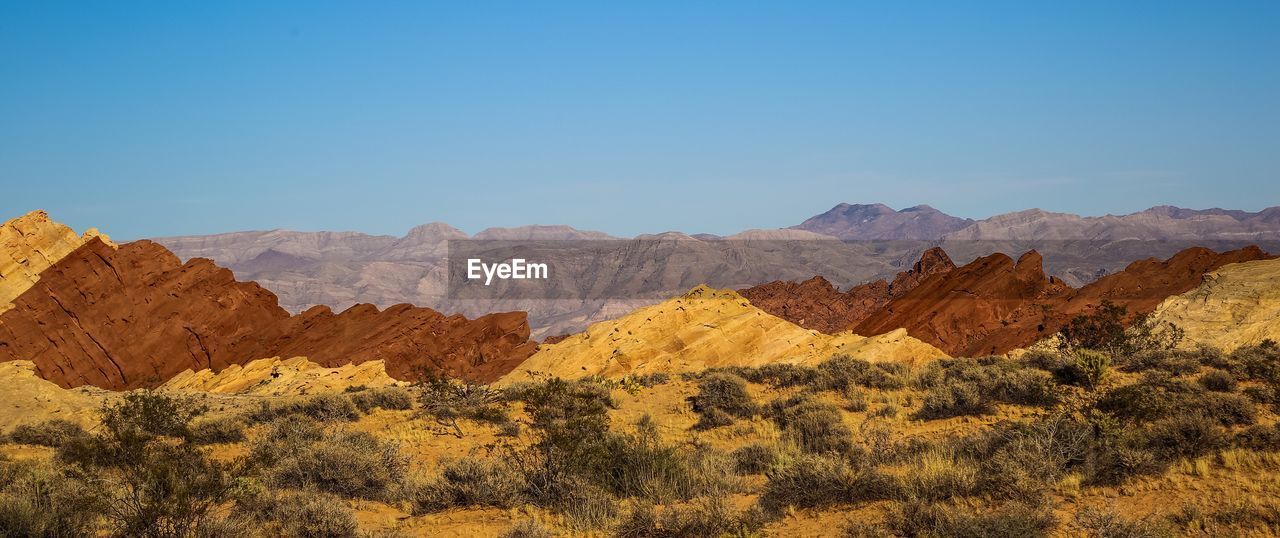 Panoramic view of mountains valley of fire state park