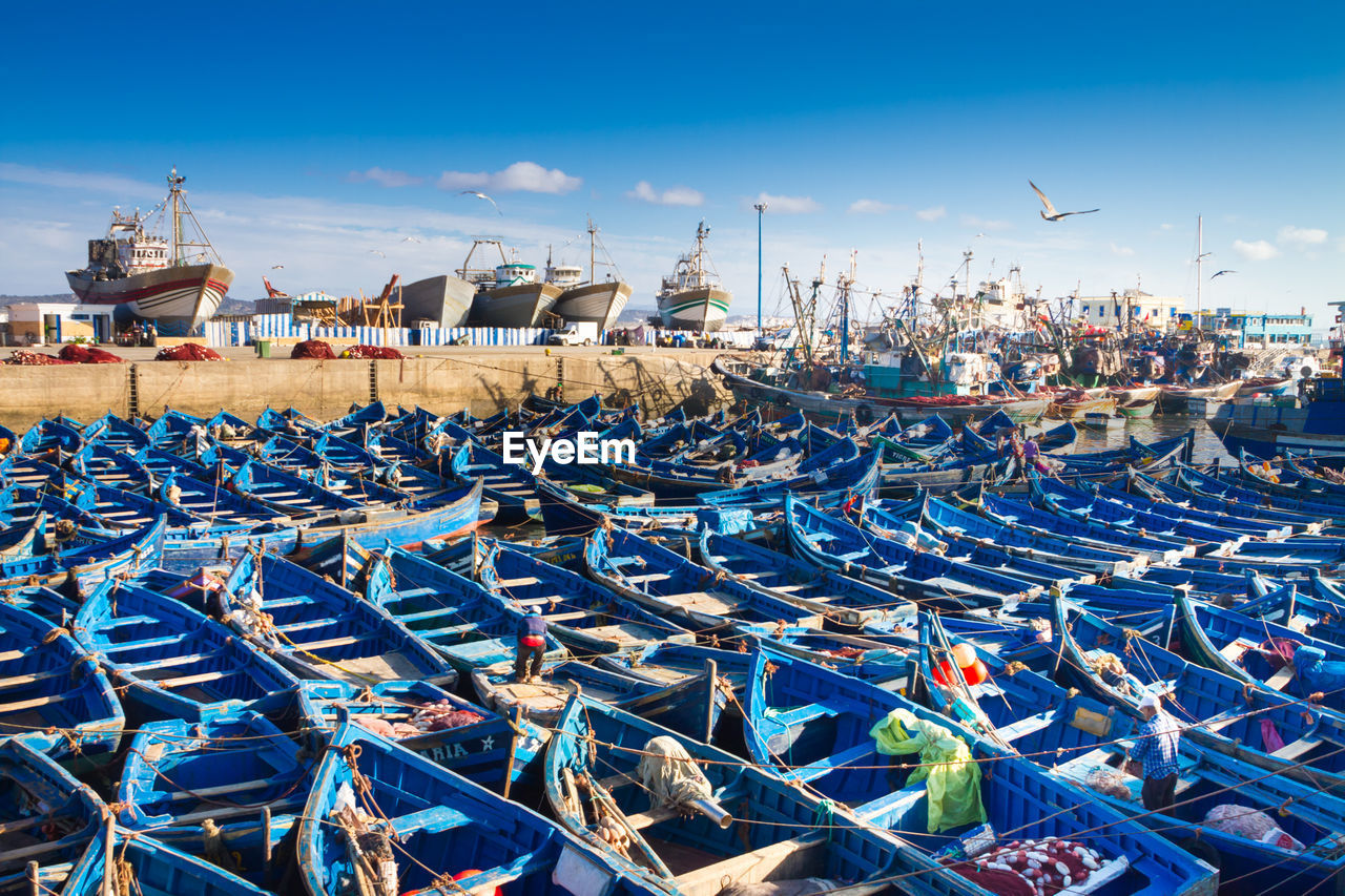 Fishermans boats in essaouira, city in the western morocco on the atlantic coast. 