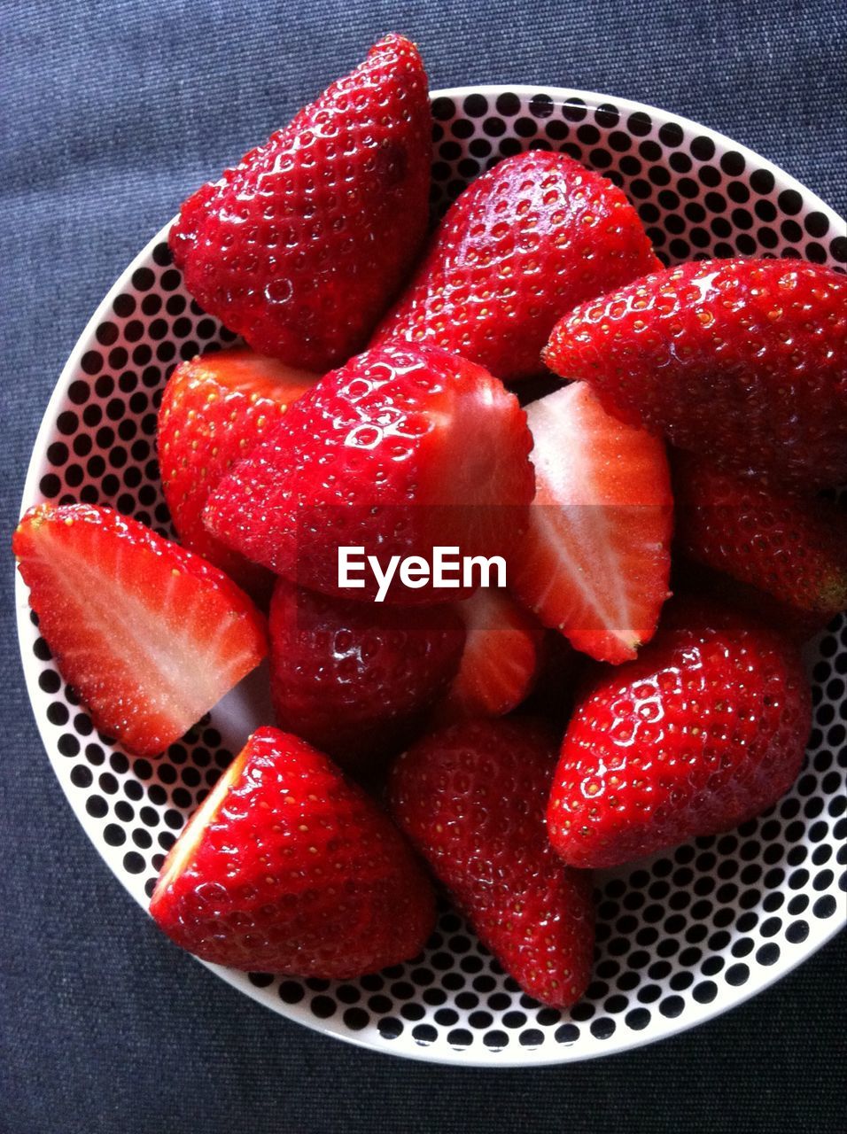 Directly above shot of strawberries on bowl