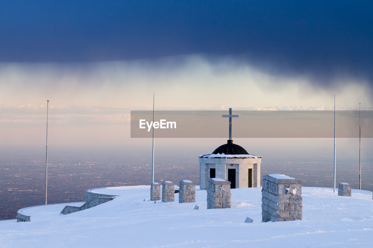 CHURCH ON BUILDING DURING WINTER