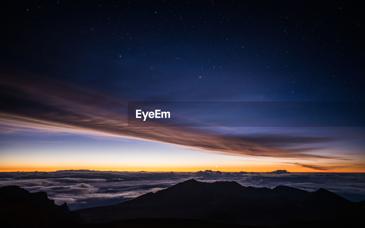 Scenic view of landscape at sunset