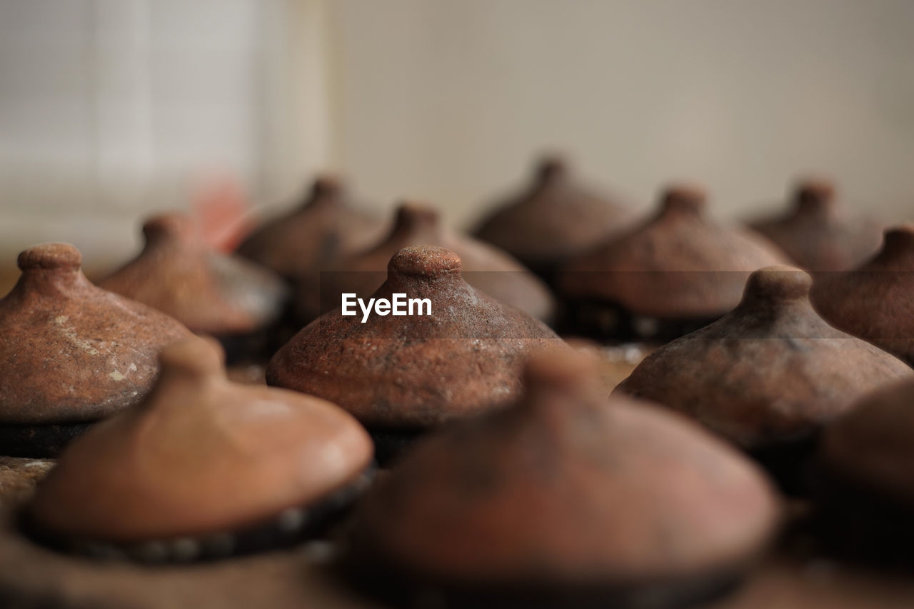 Clay lids of traditional oven in vietnam