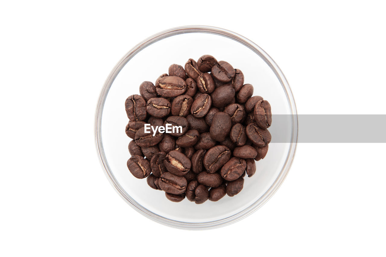 HIGH ANGLE VIEW OF COFFEE BEANS IN BACKGROUND