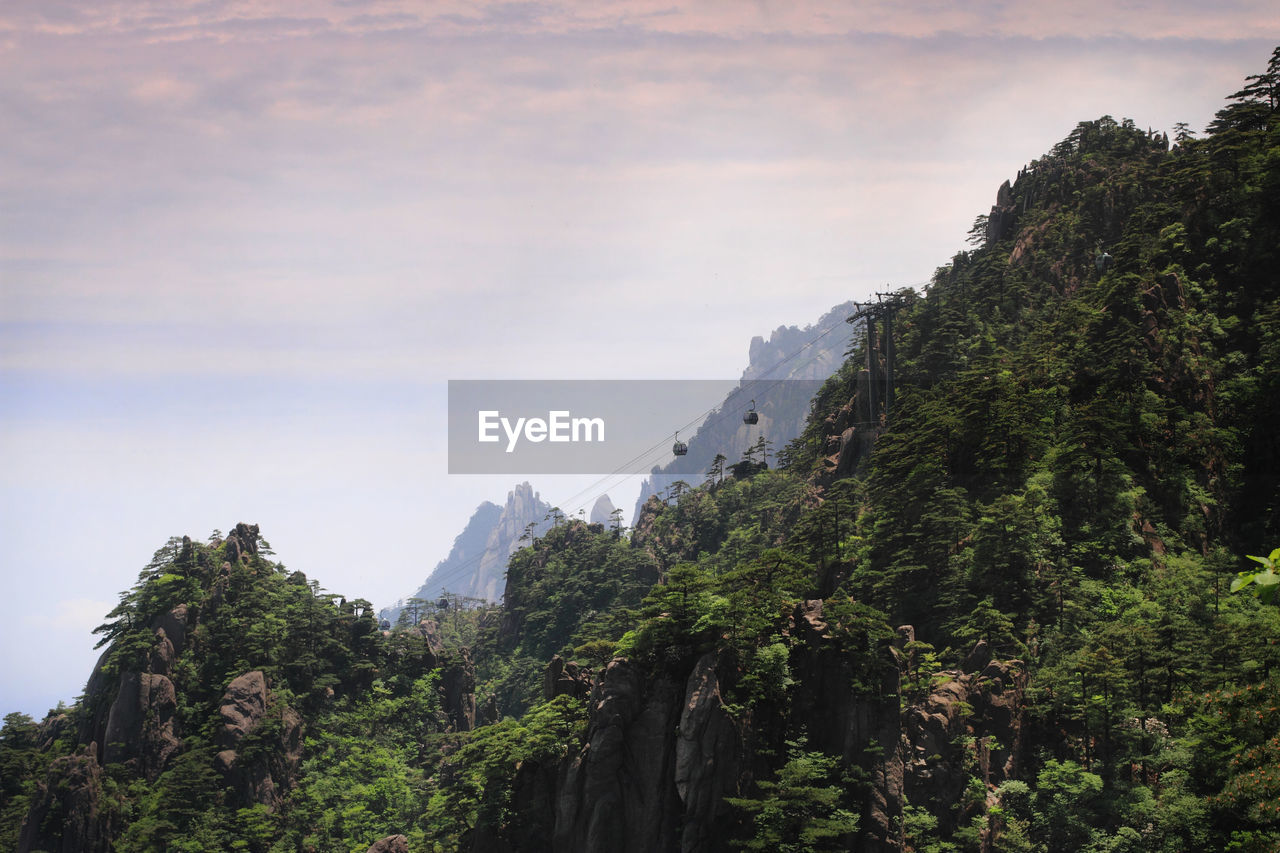 Scenic view of mountains against cloudy sky