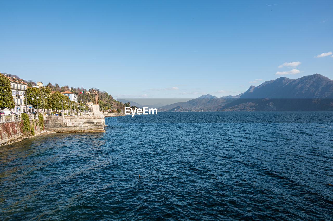 Landscape of the lakeside of intra and the lake maggiore