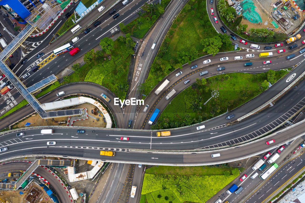 Aerial view of elevated roads