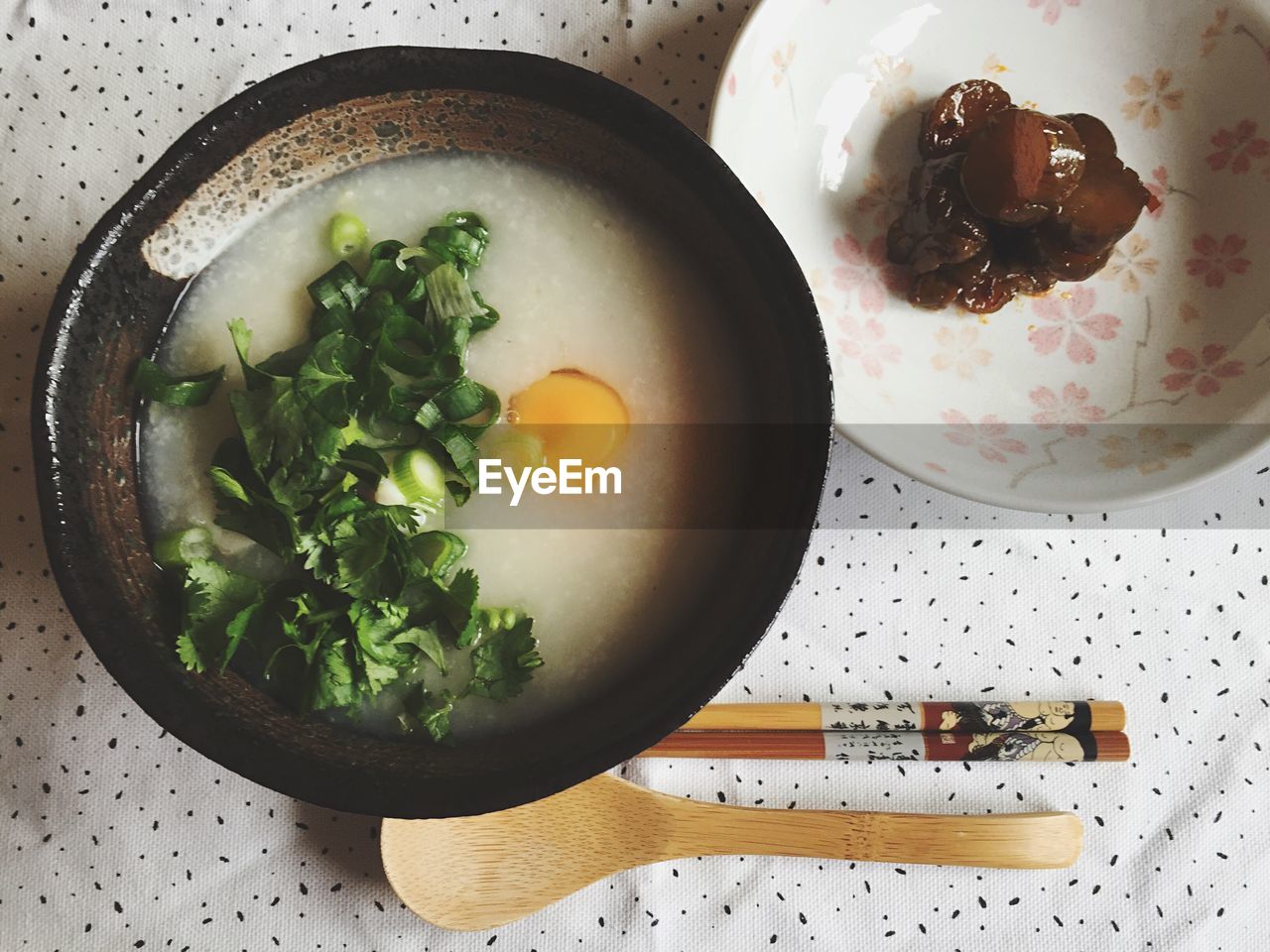 Directly above view of food on table