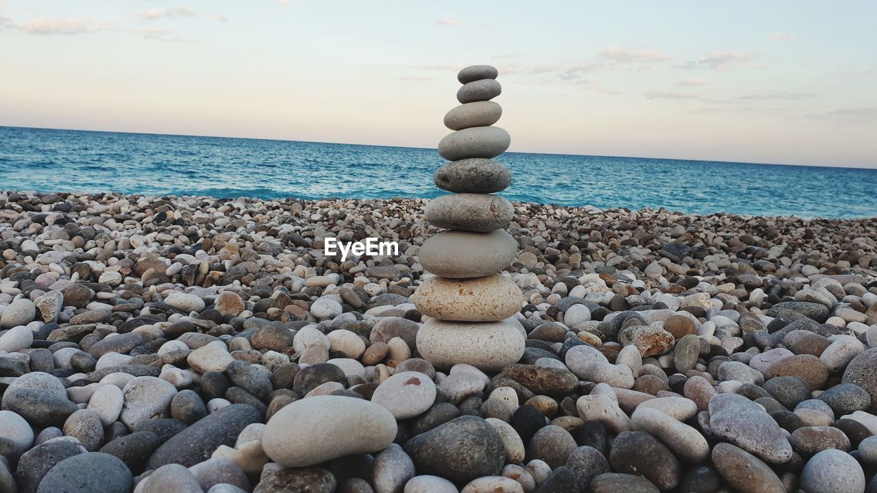 STACK OF STONES ON SHORE