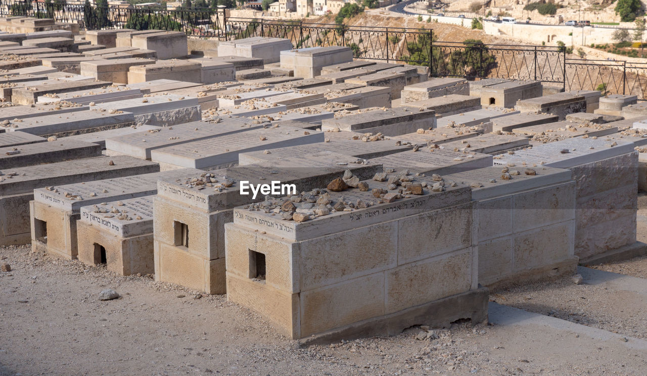 Jerusalem, israel, 10 september, 2018.  old jewish graves on the mount of olives in jerusalem