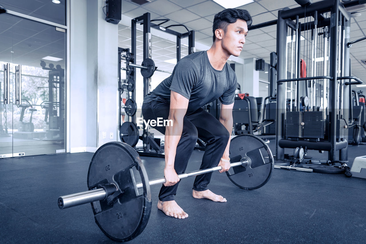 Man exercising in gym