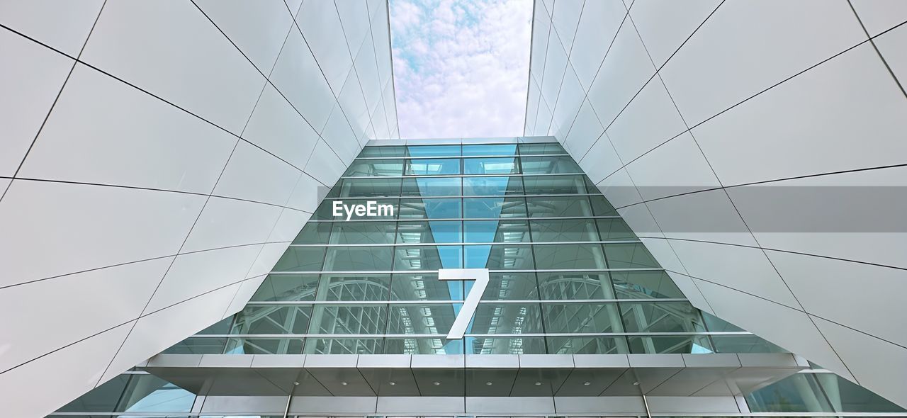 low angle view of modern building against sky