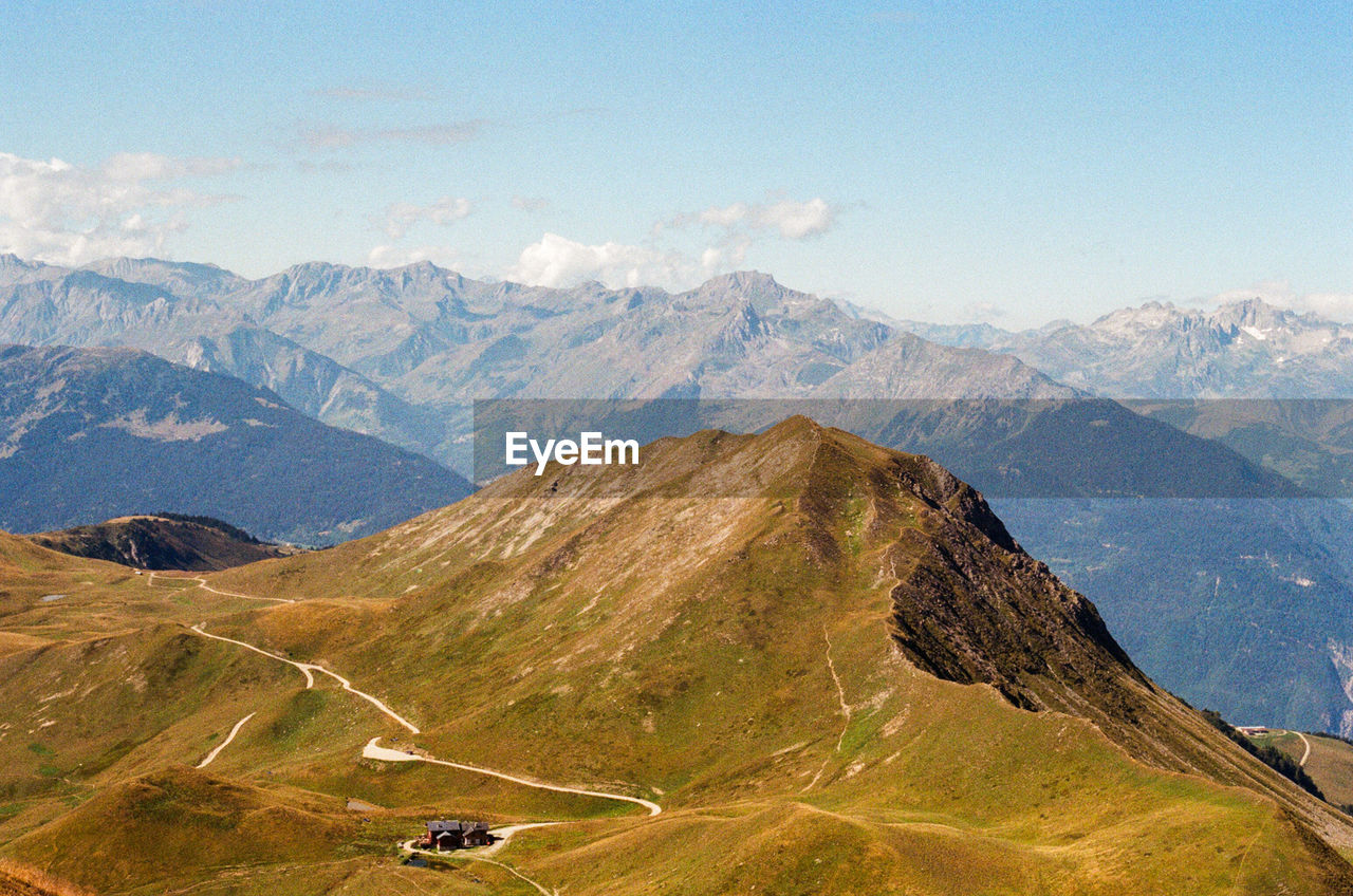 Scenic view of mountains against sky