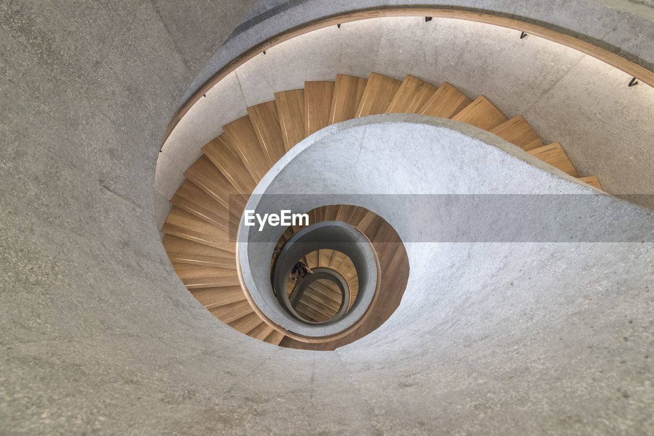 HIGH ANGLE VIEW OF SPIRAL STEPS