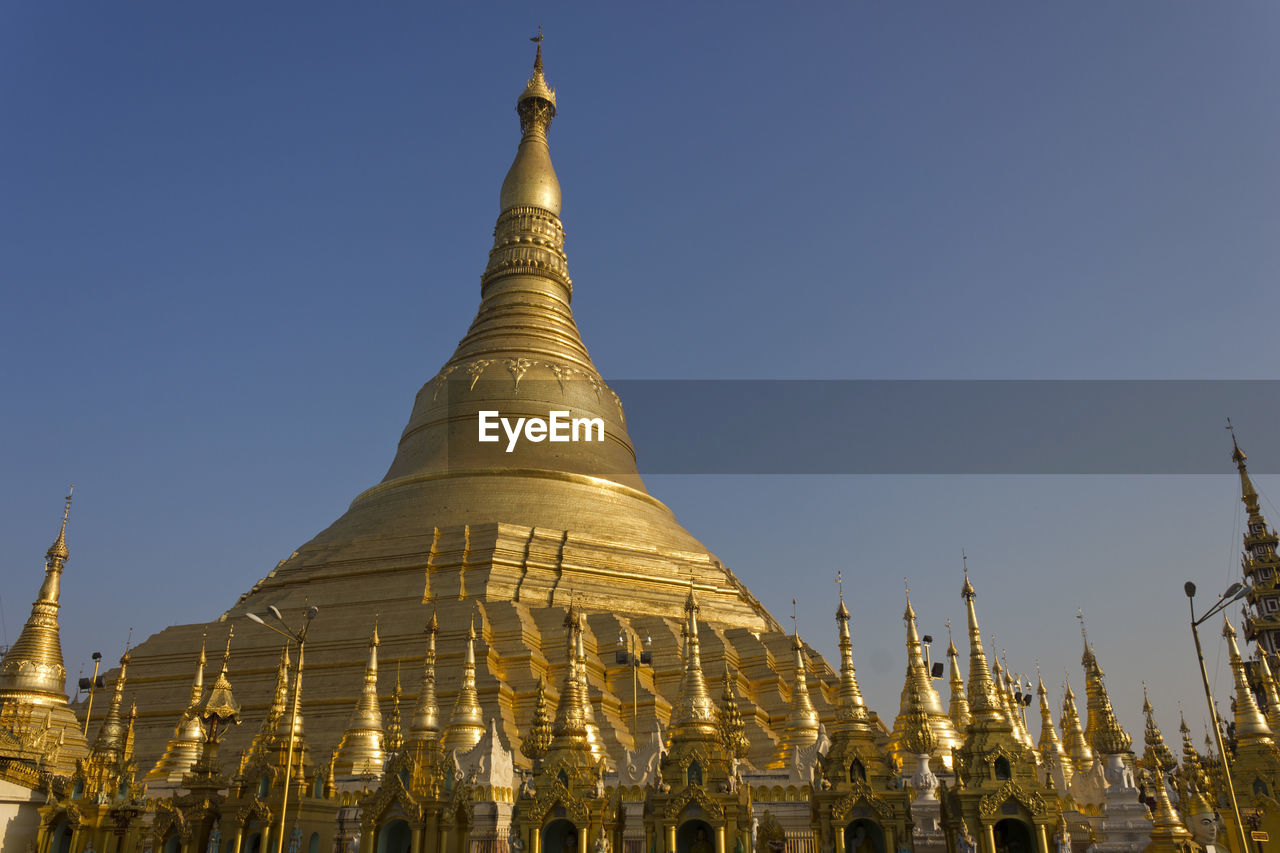 Low angle view of pagoda against sky