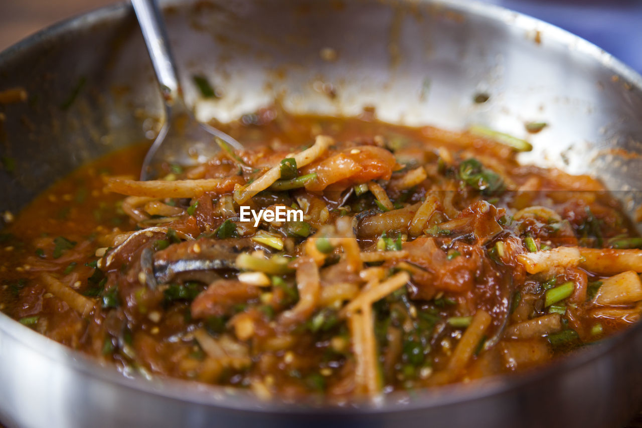 High angle view of food in container