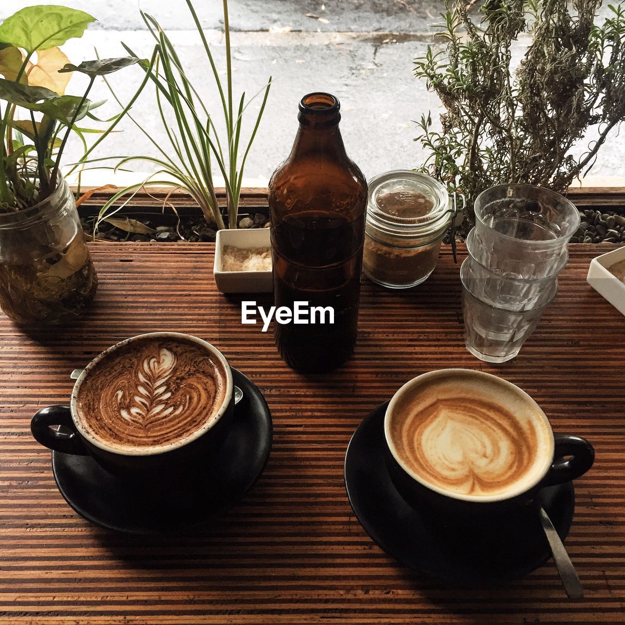 Close-up high angle view of cappuccino