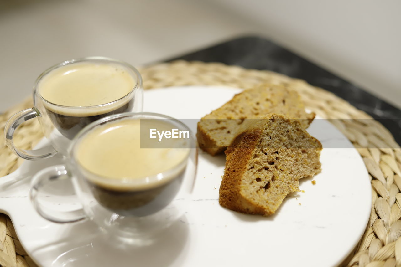 Close-up of breakfast served on table