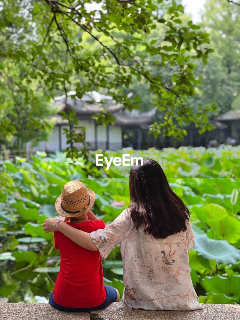 Rear view of woman looking at park