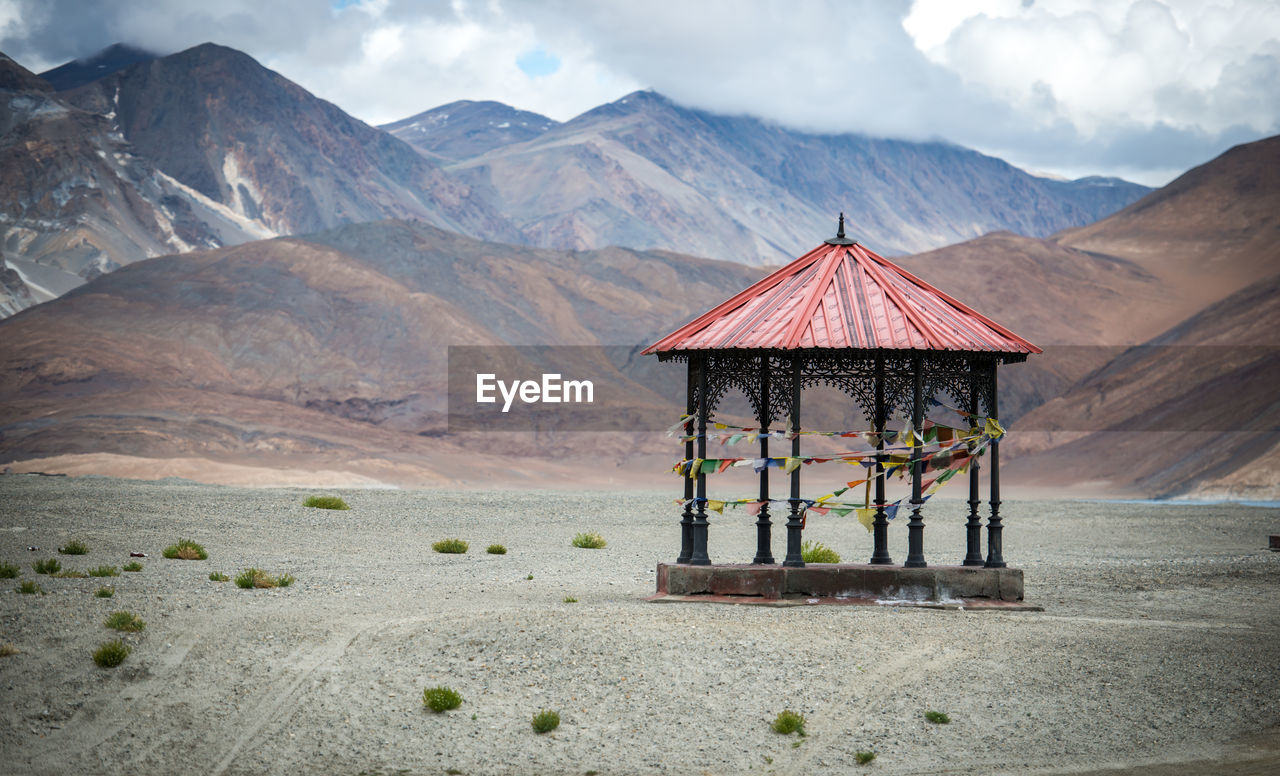 Gazebo in mountain landscape