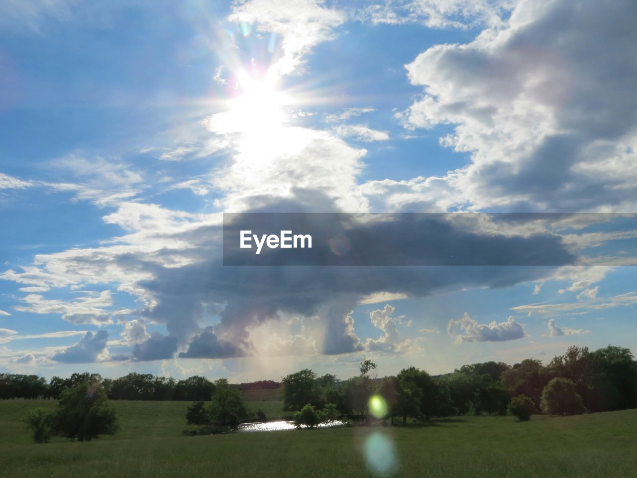 Idyllic view of landscape on sunny day