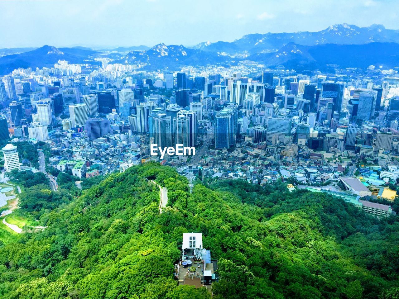 High angle view of buildings in city 