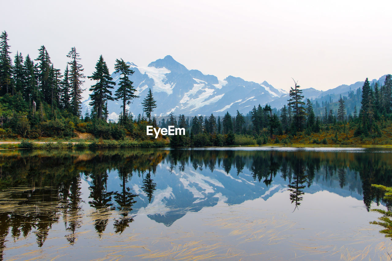 Mountain reflection on water