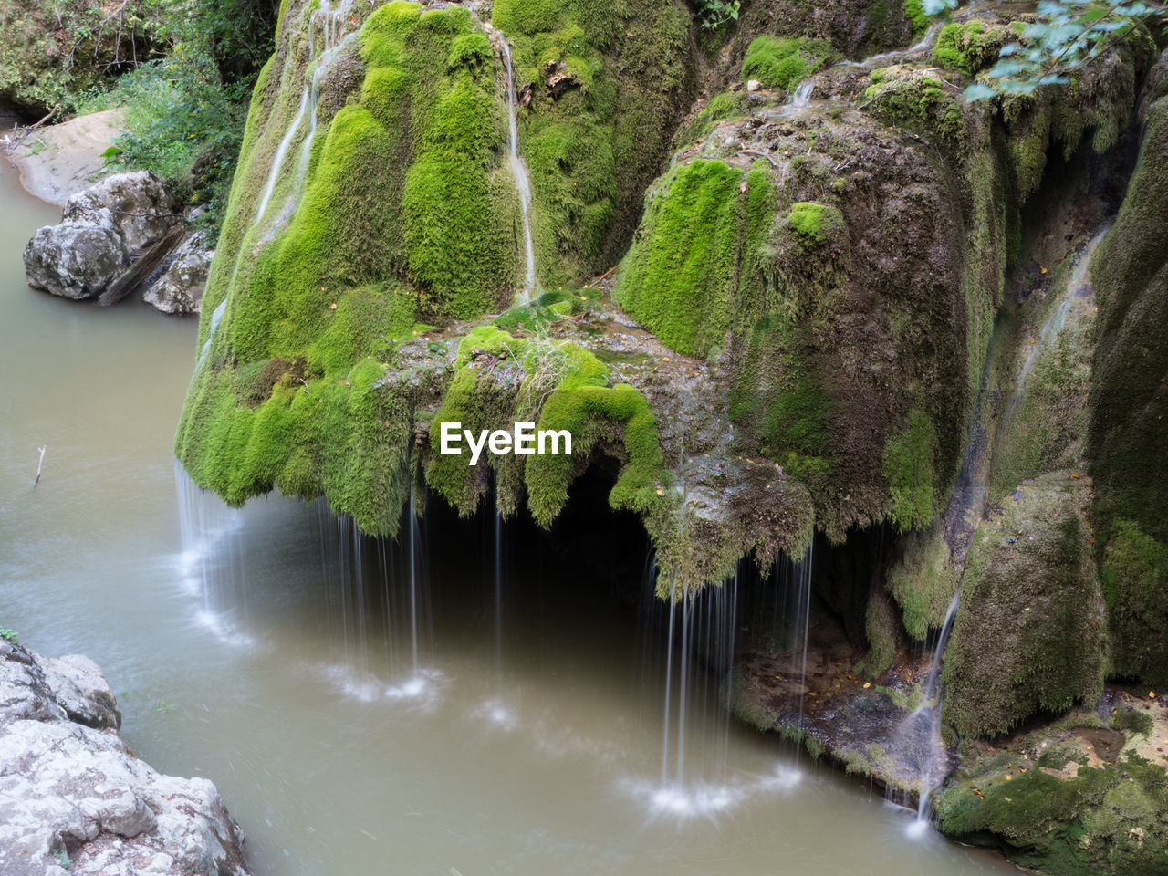 SCENIC VIEW OF WATERFALL IN FOREST