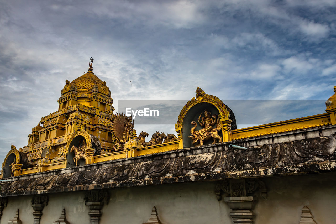 Temple view at morning with bright sky background in details