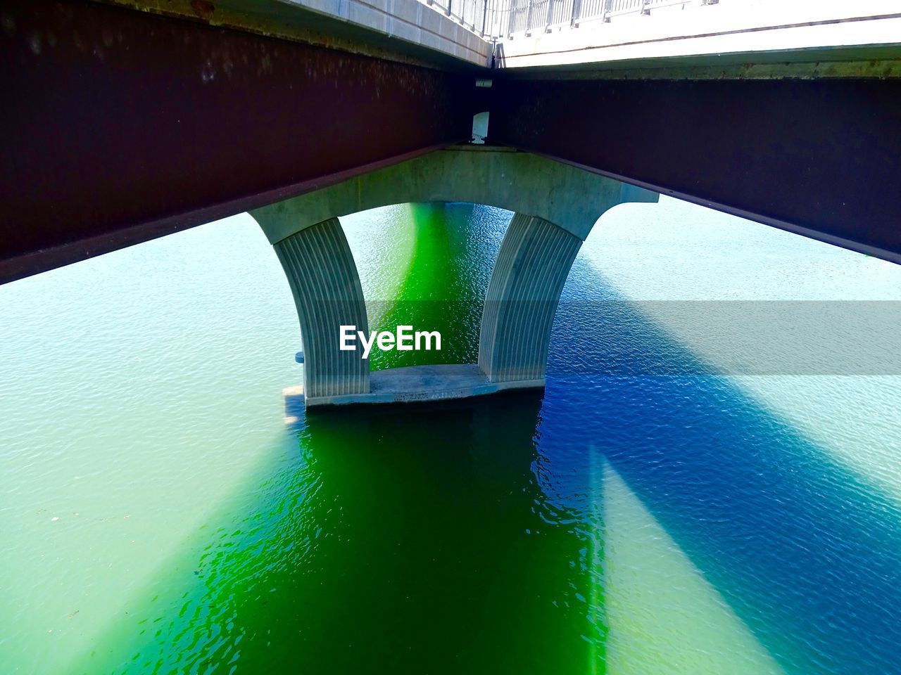 REFLECTION OF BRIDGE ON RIVER