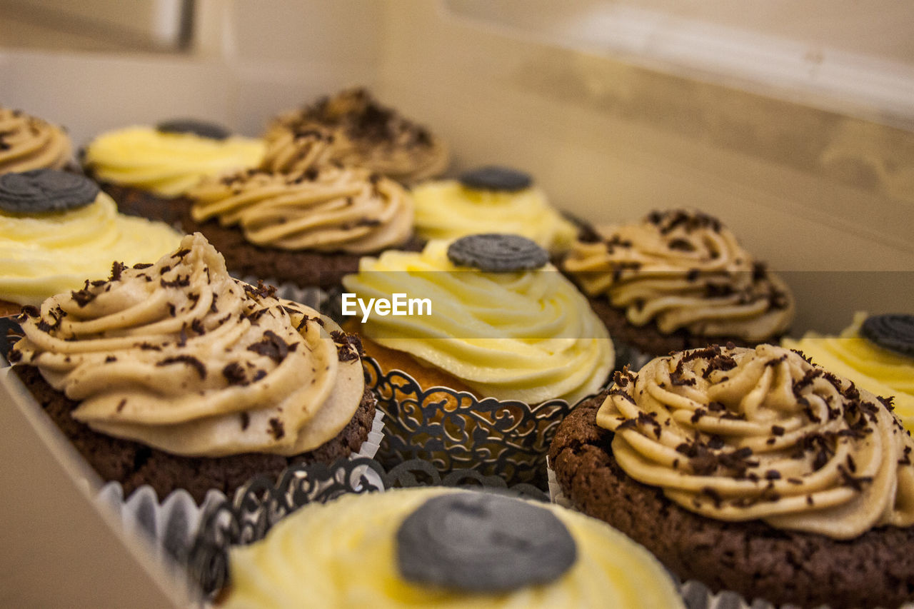 Close-up of cupcakes on table